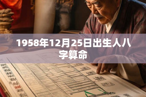 1958年12月25日出生人八字算命