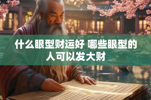 什么眼型财运好 哪些眼型的人可以发大财