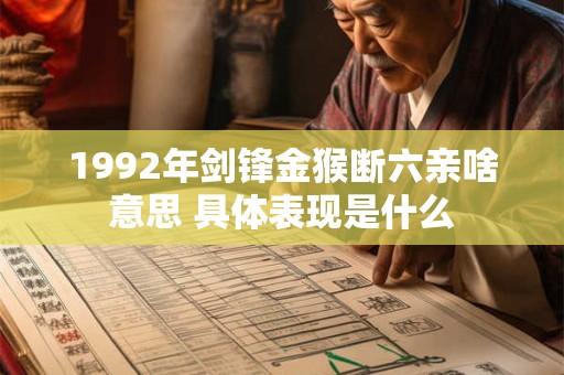 1992年剑锋金猴断六亲啥意思 具体表现是什么
