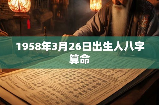 1958年3月26日出生人八字算命