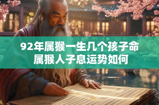 92年属猴一生几个孩子命 属猴人子息运势如何