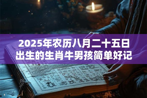 详细阅读:2025年农历八月二十五日出生的生肖牛男孩简单好记的名字推荐 2025年农历八月二十五日出生的生肖牛男孩简单好记的名字推荐