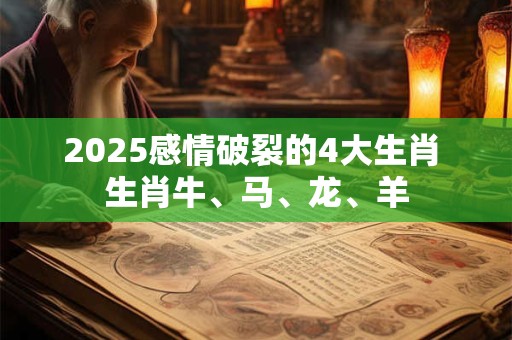 2025感情破裂的4大生肖 生肖牛、马、龙、羊
