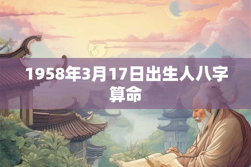 1958年3月17日出生人八字算命