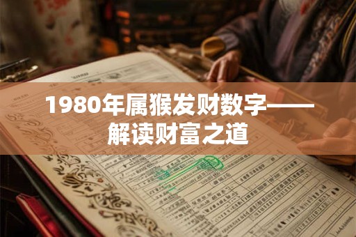 1980年属猴发财数字——解读财富之道