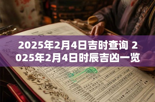 2025年2月4日吉时查询 2025年2月4日时辰吉凶一览