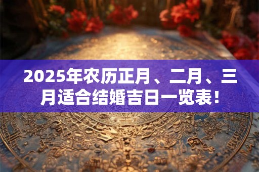 详细阅读:2025年农历正月、二月、三月适合结婚吉日一览表! 2025年农历正月、二月、三月适合结婚吉日一览表!