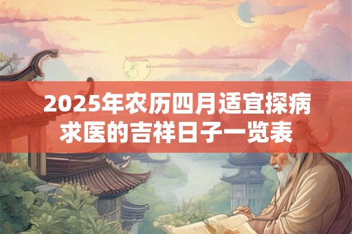 详细阅读:2025年农历四月适宜探病求医的吉祥日子一览表 2025年农历四月适宜探病求医的吉祥日子一览表