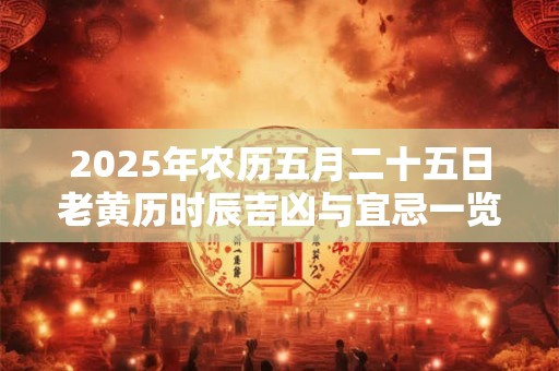 2025年农历五月二十五日老黄历时辰吉凶与宜忌一览表