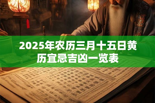 2025年农历三月十五日黄历宜忌吉凶一览表