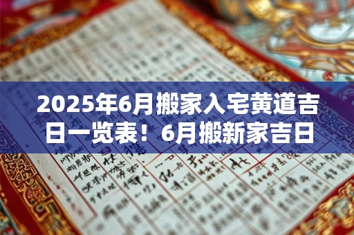 详细阅读:2025年6月搬家入宅黄道吉日一览表!6月搬新家吉日查询 2025年6月搬家入宅黄道吉日一览表!6月搬新家吉日查询