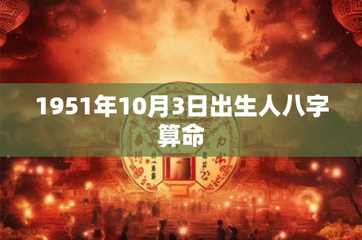 1951年10月3日出生人八字算命