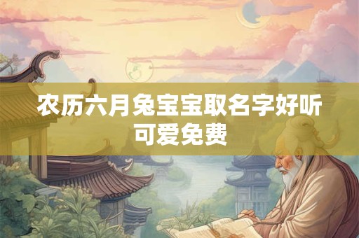 农历六月兔宝宝取名字好听可爱免费
