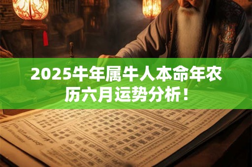 2025牛年属牛人本命年农历六月运势分析！