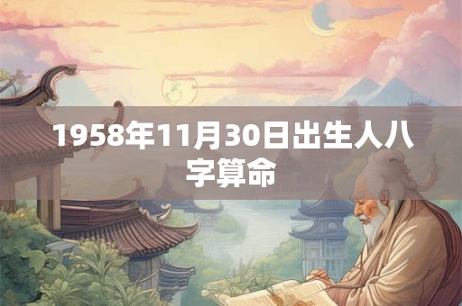 1958年11月30日出生人八字算命