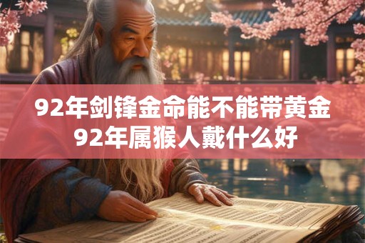 92年剑锋金命能不能带黄金 92年属猴人戴什么好