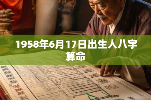 1958年6月17日出生人八字算命