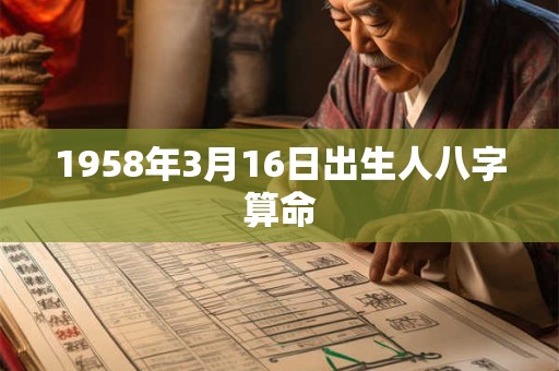 1958年3月16日出生人八字算命