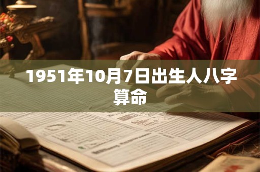 1951年10月7日出生人八字算命