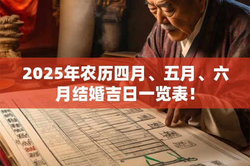 2025年农历四月、五月、六月结婚吉日一览表！