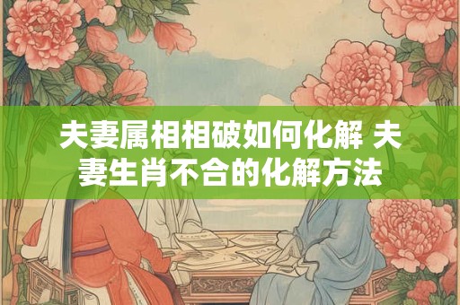 详细阅读:夫妻属相相破如何化解 夫妻生肖不合的化解方法 夫妻属相相破如何化解 夫妻生肖不合的化解方法