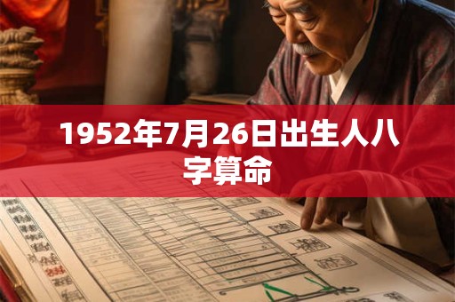 1952年7月26日出生人八字算命