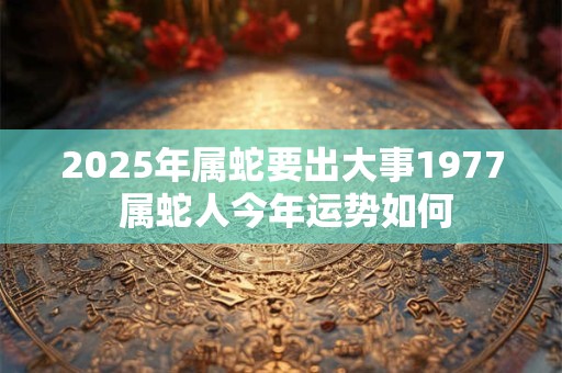 2025年属蛇要出大事1977 属蛇人今年运势如何