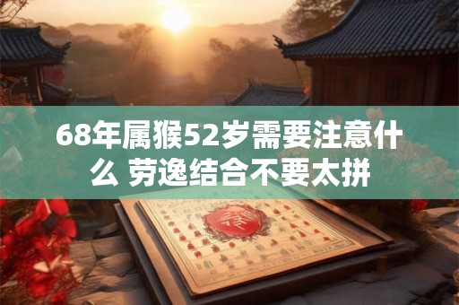 68年属猴52岁需要注意什么 劳逸结合不要太拼
