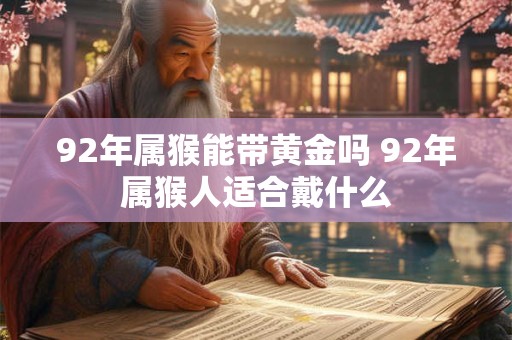 92年属猴能带黄金吗 92年属猴人适合戴什么