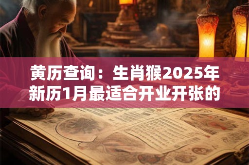 黄历查询：生肖猴2025年新历1月最适合开业开张的黄道吉日？