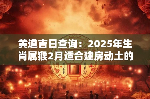 黄道吉日查询：2025年生肖属猴2月适合建房动土的最佳吉日