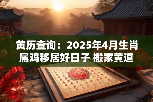 黄历查询：2025年4月生肖属鸡移居好日子 搬家黄道吉日