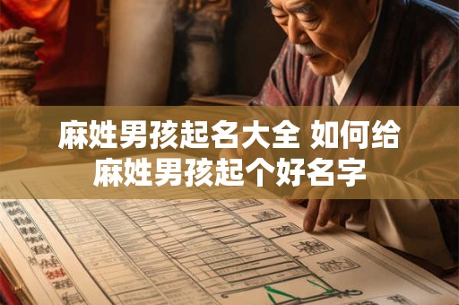 麻姓男孩起名大全 如何给麻姓男孩起个好名字