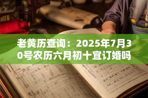 老黄历查询：2025年7月30号农历六月初十宜订婚吗