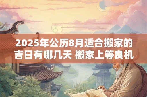 2025年公历8月适合搬家的吉日有哪几天 搬家上等良机