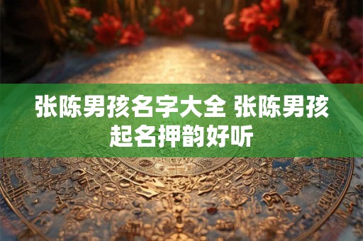 张陈男孩名字大全 张陈男孩起名押韵好听