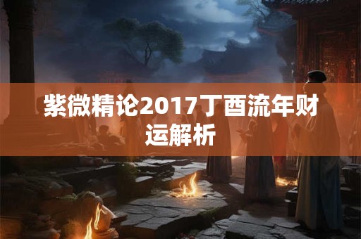 紫微精论2017丁酉流年财运解析