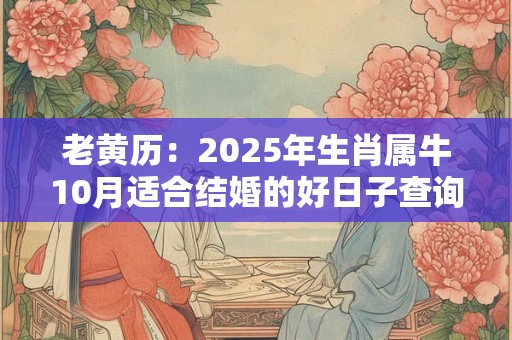 详细阅读:老黄历:2025年生肖属牛10月适合结婚的好日子查询 老黄历:2025年生肖属牛10月适合结婚的好日子查询