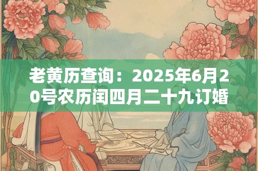 老黄历查询：2025年6月20号农历闰四月二十九订婚好吗