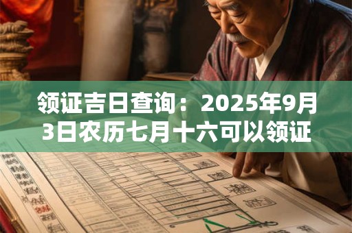 领证吉日查询：2025年9月3日农历七月十六可以领证吗