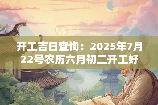 详细阅读:开工吉日查询:2025年7月22号农历六月初二开工好吗 开工吉日查询:2025年7月22号农历六月初二开工好吗