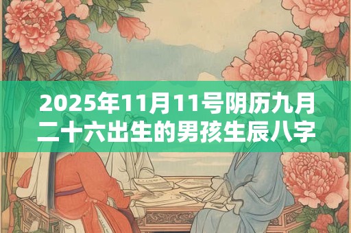 详细阅读:2025年11月11号阴历九月二十六出生的男孩生辰八字起名 2025年11月11号阴历九月二十六出生的男孩生辰八字起名