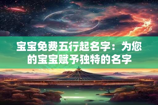 宝宝免费五行起名字:为您的宝宝赋予独特的名字 宝宝免费五行起名字:为您的宝宝赋予独特的名字