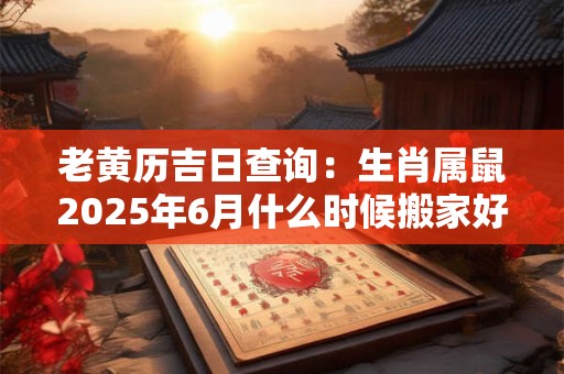 老黄历吉日查询：生肖属鼠2025年6月什么时候搬家好