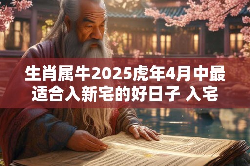详细阅读:生肖属牛2025虎年4月中最适合入新宅的好日子 入宅黄道吉日 生肖属牛2025虎年4月中最适合入新宅的好日子 入宅黄道吉日