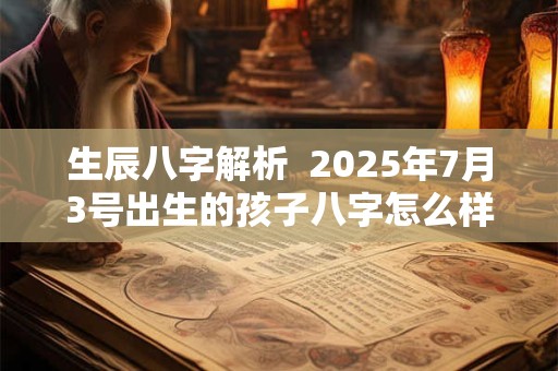 生辰八字解析  2025年7月3号出生的孩子八字怎么样
