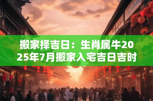 搬家择吉日：生肖属牛2025年7月搬家入宅吉日吉时查询