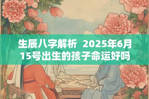 详细阅读:生辰八字解析 2025年6月15号出生的孩子命运好吗 生辰八字解析 2025年6月15号出生的孩子命运好吗
