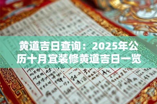 黄道吉日查询：2025年公历十月宜装修黄道吉日一览表