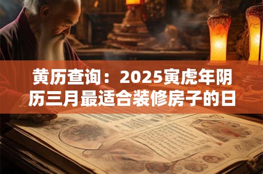 黄历查询：2025寅虎年阴历三月最适合装修房子的日子